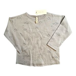 Quincy Mae Gray Long Sleeve Tee with Delicate Design